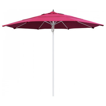 11' Patio Umbrella Silver Pole Fiberglass Rib Pulley Lift Sunbrella, Hot Pink