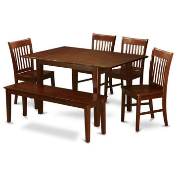 Atlin Designs 6-piece Dining Set with Wood Seat in Mahogany