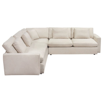 Arcadia 3PC Corner Sectional With Feather Down Seating, Cream Fabric