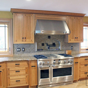 Custom Arts & Crafts Kitchen with Two Tiered Peninsula