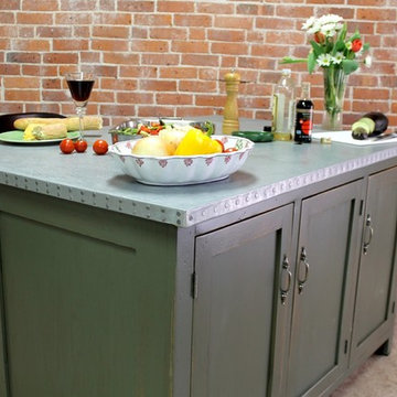Zinc Kitchen Island & Zinc Tables