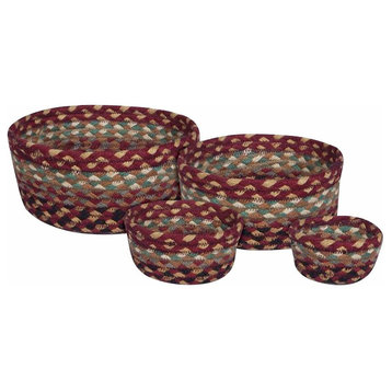 Burgundy/Gray/Cream Casserole Baskets Set of 4