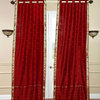 Red Ring Top  Sheer Sari Cafe Curtain / Drape / Panel  - 43W x 36L - Piece