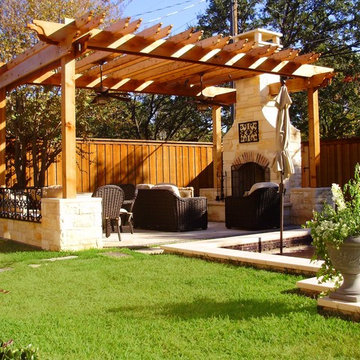 Patio with outdoor fireplace