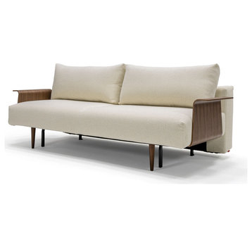 Frode Styletto Sofa Bed Walnut Arms - Boucle Off White