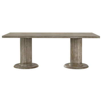 ACME Gabrian Dining Table With Double Pedestal, Reclaimed Gray