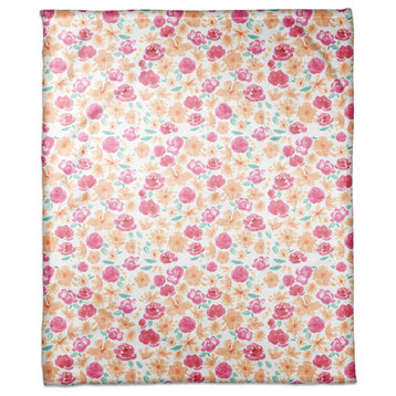 Painterly Florals 50x60 Fleece Blanket