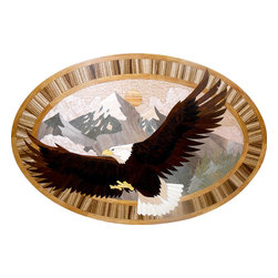 Oshkosh Designs - Soaring Eagle Wood Medallion, 24" X 36" Unfinished, 3/4" Thick - Floor Medallions And Inlays