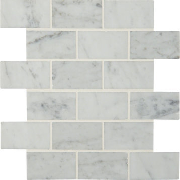 MSI SMOT-2X4P Carrara White - 2" x 4" Brick Joint Mosaic Tile - - Gray