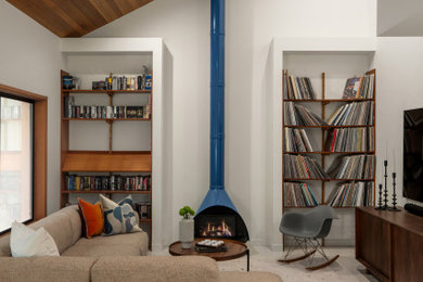 Example of a 1960s family room design in Seattle