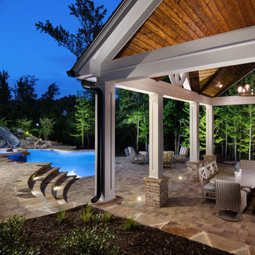 Freeform Pool and Spa with Pool House