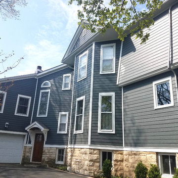 Winnetka, IL Iron Gray Colonial Exterior Remodel Hardie Siding