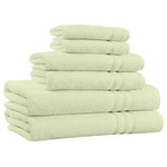 Home Sweet Home Dreams Inc - 100% Cotton 6-Piece Bath Towel Set - 650 GSM - Made in India, Sage - Made of 100% Cotton offering a soft to touch feel for all time use. Ring-spun yarn is super soft making this set soft to touch. Strong Weave makes for a easy quick dry use. Offers strong High Absorbent, Fade-Resistant variety of colors. Finished with a Hem Stitch.