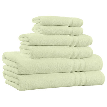 100% Cotton 6-Piece Bath Towel Set - 650 GSM - Made in India, Sage