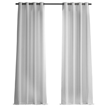 Italian Faux Linen Grommet Curtain Single Panel, Dove White, 50w X 108l