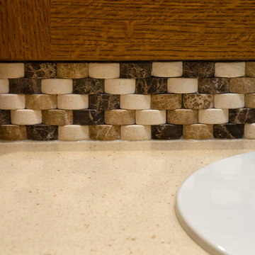 Sand-colored Silestone countertops.