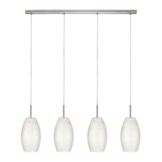 1x60W Mini Pendant, Matte Nickel Finish & White Wiped Glass, 4 Light