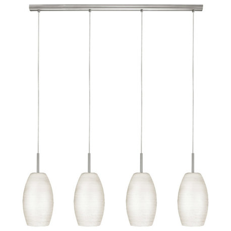 1x60W Mini Pendant, Matte Nickel Finish & White Wiped Glass, 4 Light