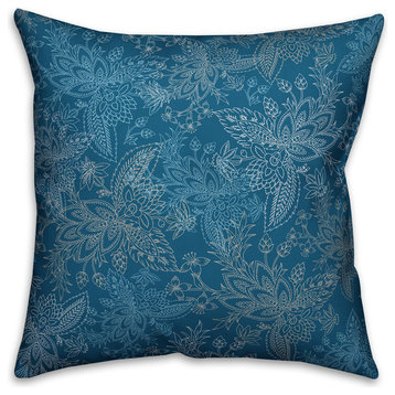Blue Paisley Pattern 16x16 Spun Poly Pillow Cover