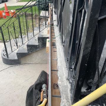 Porch repair with new stone veneer