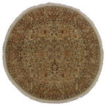 Bareen's Designer Rugs - Kashan Pak,Persian Ingeborg Lt. Green/Tan Round Rug, 5'11 x 6'0 - Designed with mesmerizing intricacy and gorgeous color palette, this hand-knotted masterpiece demonstrates the beauty and electrifying thrill of Pak Persian art. These meticulously handcrafted Pak-Persian rug is made with pure wool and features breathtaking traditional and Transitional designs in bold lush color pallet. Known for their intricate designs these rugs are a reproduction of Persian rugs, made in Pakistan with unique Mughal designs. Made by master weavers using the same Persian texture, design and dying technique, we wanted to produce the most significant manifestation of the Persian art, life and culture. This rug is most famous for its exceptional quality, incredible designs, patterns and vibrant rich color. Pak-Persian rugs made with Persian weave with high knot counts, which enables the high intricacy and detail found in the patterns are also referred to as ��_State of art��_, each color adds a rich beautiful detail in the artwork of this rug. The design, color and beautiful chromatic composition with a vibrant sheen with traditional and Transitional designs, exude beauty, elegance and quality make this rug a masterpiece of its own.
