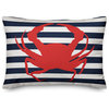 Navy Stripes Red Crab 14x20 Lumbar Pillow