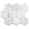 6" Hexagon Honed Carrara White Marble Venato Carrera Bianco Tile, 100 piece