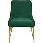 Meridian Furniture - The Ace Dining Chair, Green and Gold, Pleated Velvet, Set of 2 - Elegant and eye-catching, the stunning Green Velvet Ace Dining Chair from Meridian Furniture is the perfect addition to any space.