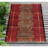 Marina Tribal Stripe Indoor/Outdoor Rug, Red, 4'10"x7'6"