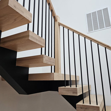 Project #124 | Contemporary Red Oak and Steel Staircase