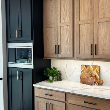 White Oak and Black Split Foyer Modern Kitchen