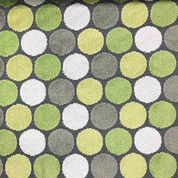 Dab Polka Dot Pattern Cut Velvet Upholstery Fabric, Wheatgrass
