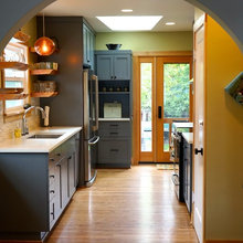 Cement counters. Lamp.