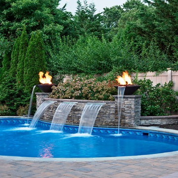 Custom swimming pool with water feature