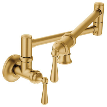 Moen Traditional Pot Filler Brushed Gold Two-Handle Kitchen Faucet
