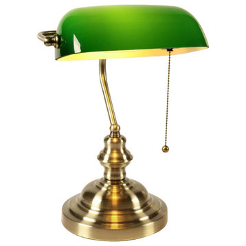 Antique gold classical vintage banker table lamp for bedroom, study home, T9007