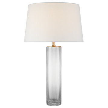 Fallon Large Table Lamp in Clear Glass with Linen Shade