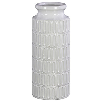 Urban Trends Ceramic Round Vase With White Finish