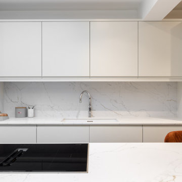 Porcelain Matt Kitchen with deep heather kitchen island