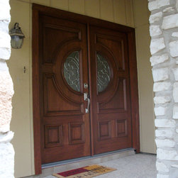 Decorative Glass Wood Double Door (Model 670) - Front Doors