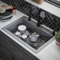 Karran Drop-In Quartz 33" 1-Hole Single Bowl Kitchen Sink Kit, Grey