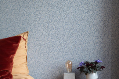 Krokus Smokey Blue Wallpaper Bedroom