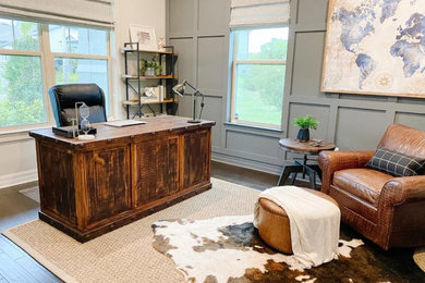 Example of a farmhouse home office design in Other
