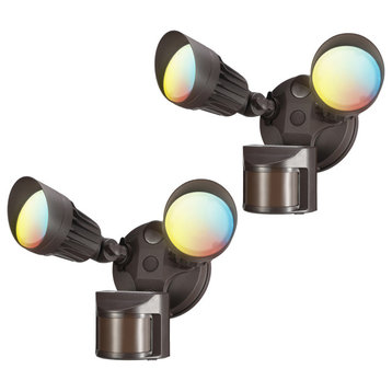 2-Pack 3CCT 2-Head Adjustable LED Security Light, Bronze