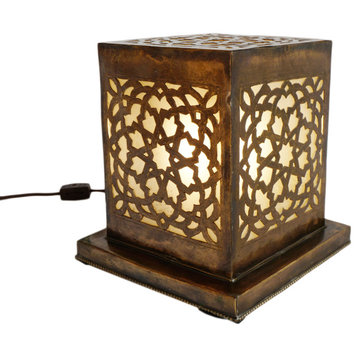 Moorish Brass Box Table Lamp