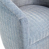 Modern Accent Chair, Swiveling Design With Herringbone Patterned Seat, Indigo