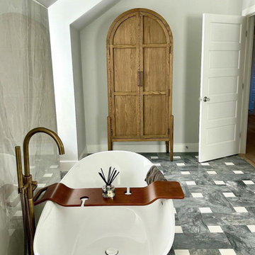 Luxury Spa Bath Retreat with Custom Bardiglio Marble Floor