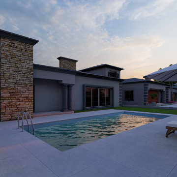 Front View, Pool View (3D Impressions)