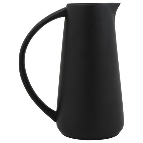 Modern Stoneware Pitcher, Black