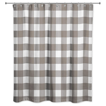 Taupe Buffalo Check 71x74 Shower Curtain